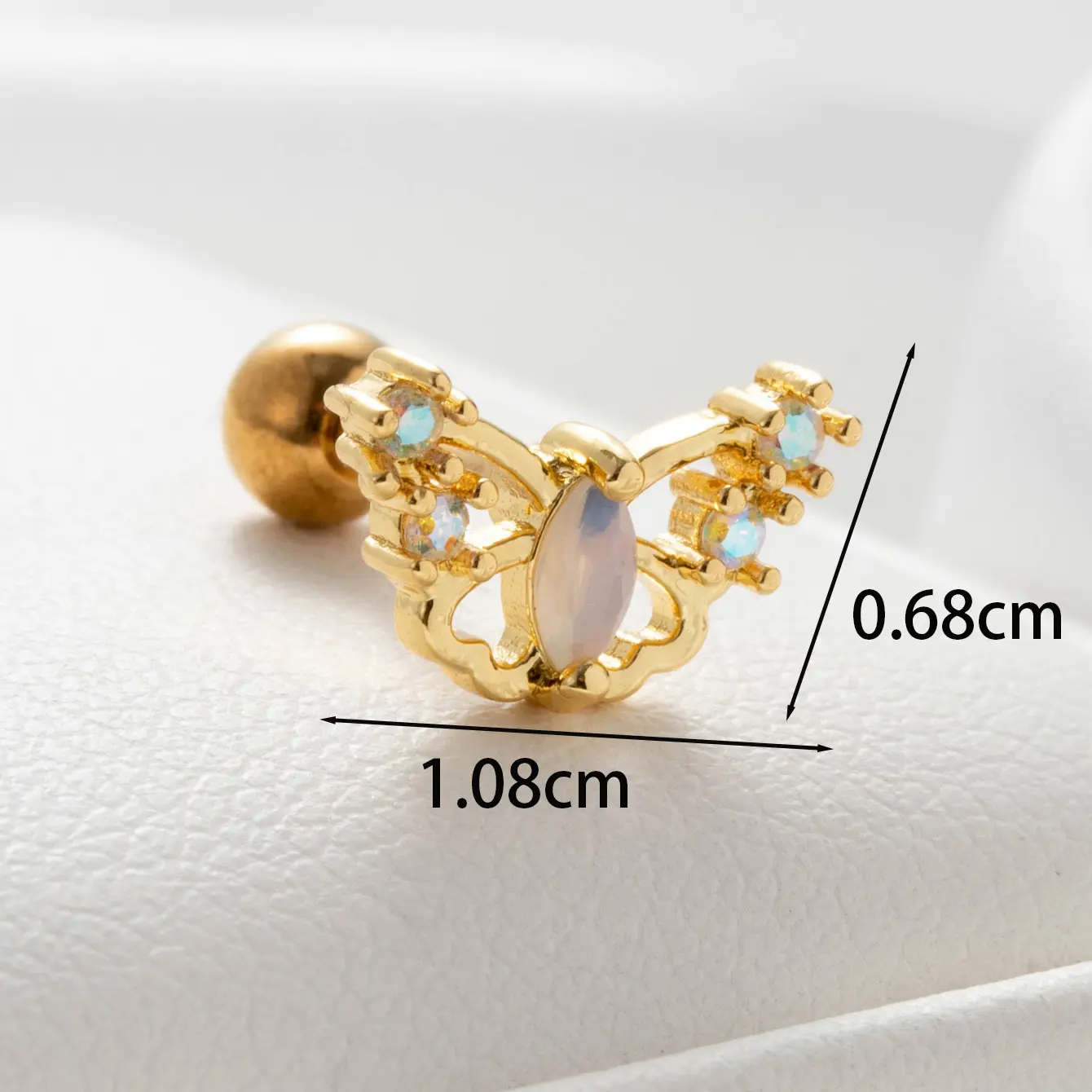 1 Piece Simple Series Classic Animal Titanium Steel   Gold Color Zircon Women's Stud Earrings h5 